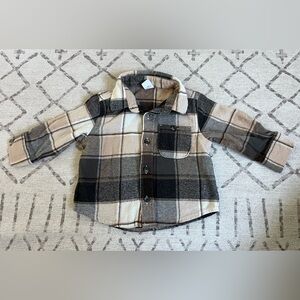 Old Navy baby boy long sleeve plaid button down flannel shirt - 12-18 mo
